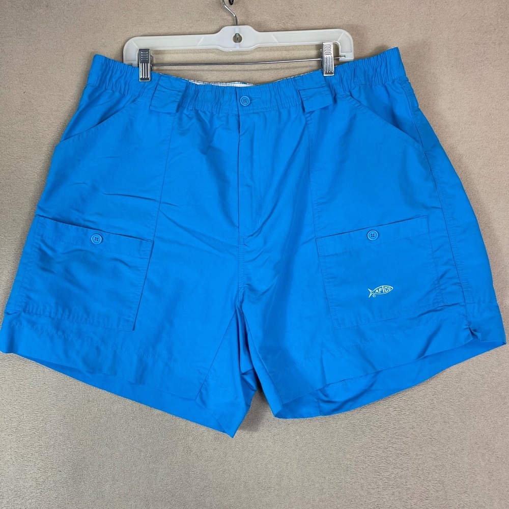AFTCO Shorts Mens 42 Original Fishing Blue Cargo Nylon EUC